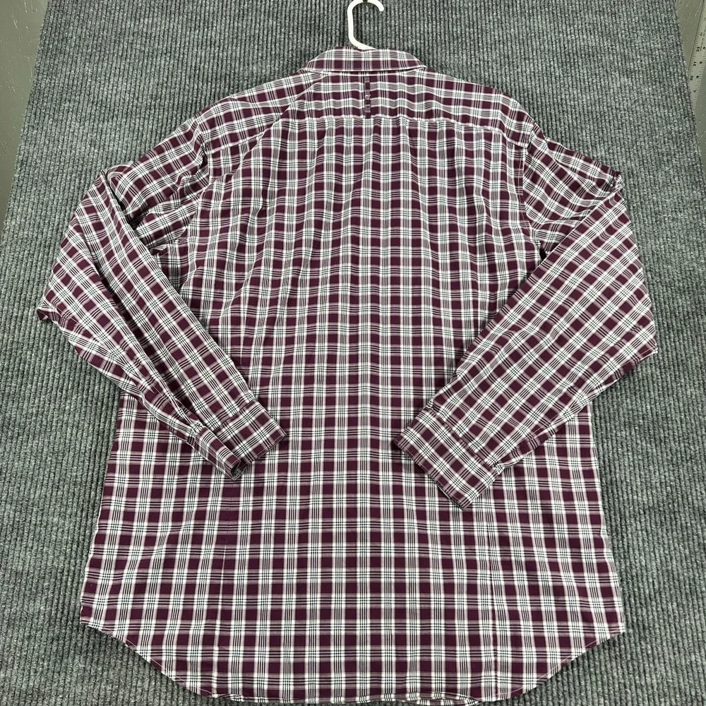 Banana Republic Shirt Mens 2XLT XXL Tall Purple Plaid Long Sleeve Button Up‎